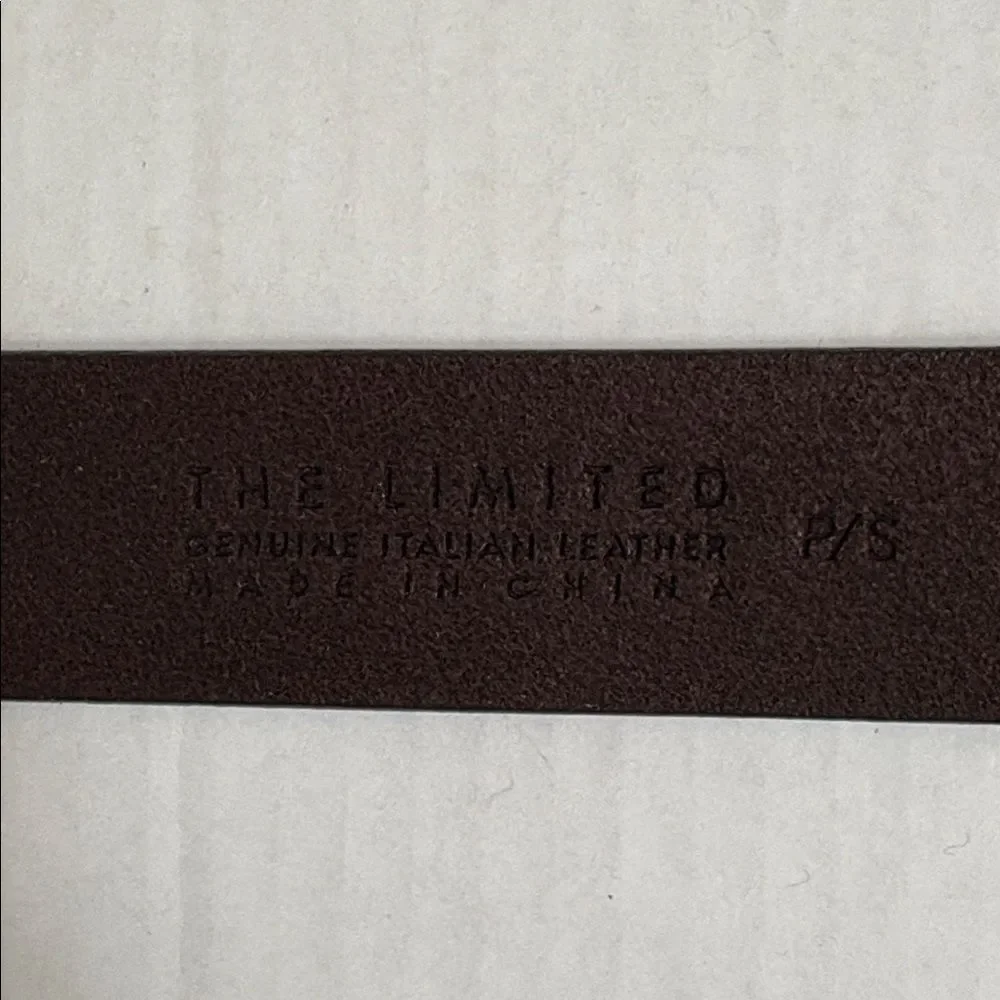 The Limited Brown Italian Leather Adjustable Belt W/Double Chrome Rings Size P/S
